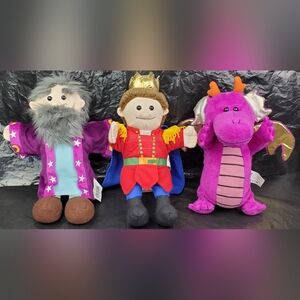 Constructive Playthings Royal Puppets Prince Wizard Dragon Hand Puppets - GUC